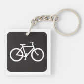 Minimalistische fiets zwart-wit fiets symbool sleutelhanger (Achterkant)