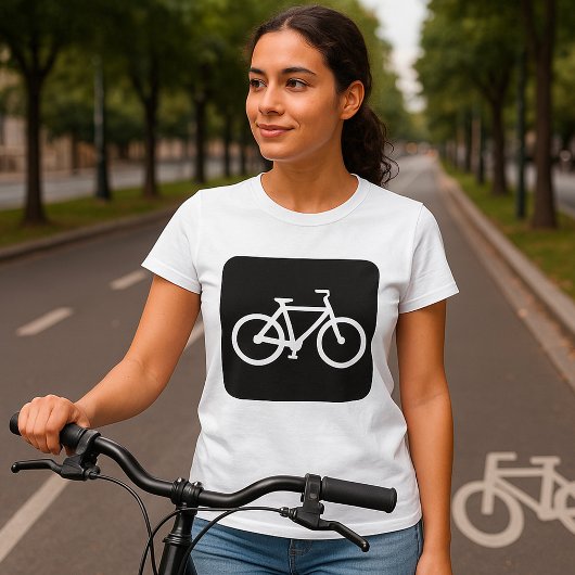 Minimalistische fiets zwart-wit fiets symbool t-shirt