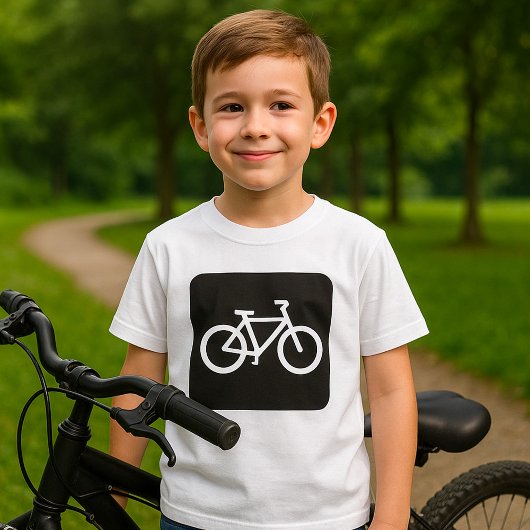 Minimalistische fiets zwart-wit fiets symbool t-shirt