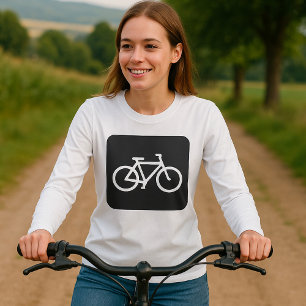 Minimalistische fiets zwart-wit fiets symbool t-shirt