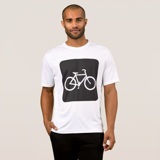 Minimalistische fiets zwart-wit fiets symbool t-shirt (Voorkant volledig)