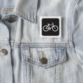 Minimalistische fiets zwart-wit fiets symbool vierkante button 5,1 cm (In situ)