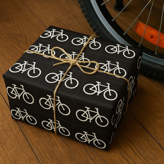 Minimalistische fiets zwart-wit fietssymbool cadeaupapier