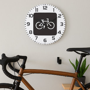 Minimalistische fiets zwart-wit fietssymbool grote klok