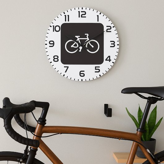 Minimalistische fiets zwart-wit fietssymbool grote klok