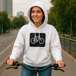 Minimalistische fiets zwart-wit fietssymbool hoodie