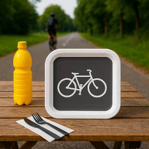 Minimalistische fiets zwart-wit fietssymbool papieren bordje
