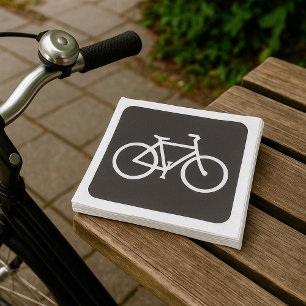 Minimalistische fiets zwart-wit fietssymbool servet