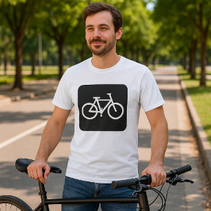 Minimalistische fiets zwart-wit fietssymbool t-shirt