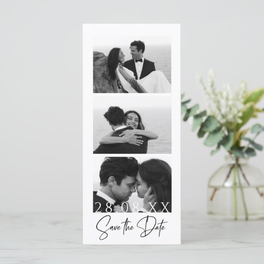 Minimalistische filmstripfotocabine Sla de datum o (Staand voorkant)