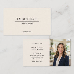Minimalistische financieel adviseur Elegante foto  Visitekaartje