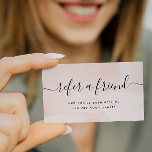 Minimalistische flair Blush Waterverf en script Aanbevelingskaartje