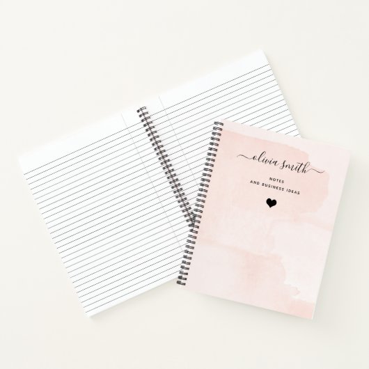 Minimalistische flair | Blush Waterverf en script Notitieboek (Binnen)