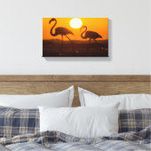 Minimalistische Flamingo Silhouet Zonsondergang Canvas Afdruk (Insitu (Slaapkamer))