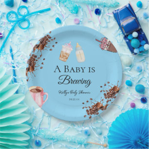 Minimalistische Fles Koffie Baby Shower Papieren Bordje
