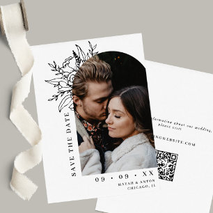 Minimalistische Floral Arch Foto Zwart & Wit Bruil Save The Date