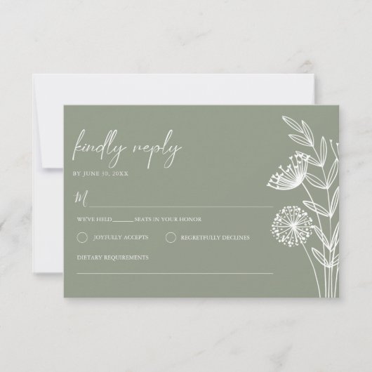 Minimalistische Floral Boho Sage Groene Moderne Br RSVP Kaartje