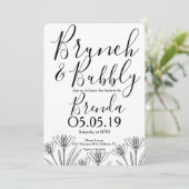 Minimalistische Floral Botany Flower Line Art Wedd Kaart (Staand voorkant)