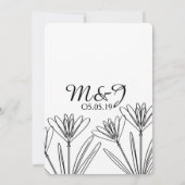 Minimalistische Floral Botany Flower Line Art Wedd Kaart (Achterkant)