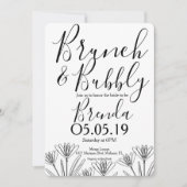 Minimalistische Floral Botany Flower Line Art Wedd Kaart (Voorkant)
