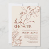 Minimalistische Floral bruids douche uitnodiging (Voorkant)