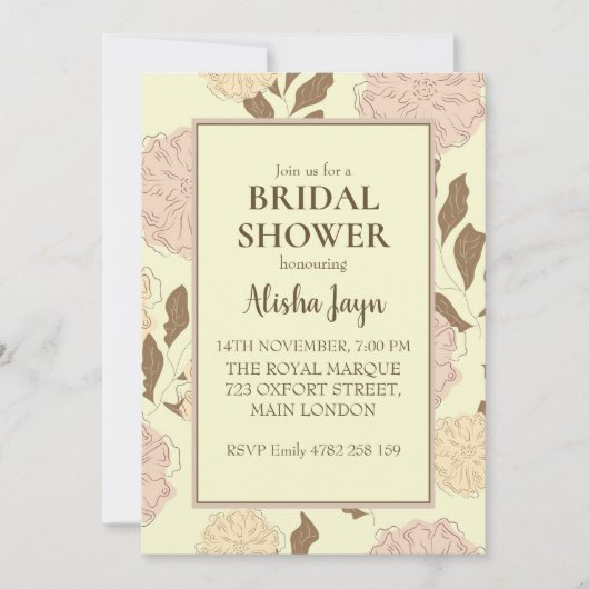 Minimalistische Floral bruids douche uitnodiging (Voorkant)