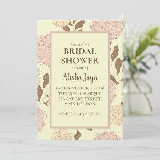 Minimalistische Floral bruids douche uitnodiging (Staand voorkant)