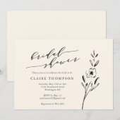 Minimalistische Floral Drawing in het Vrijgezellen Kaart (Voorkant / Achterkant)