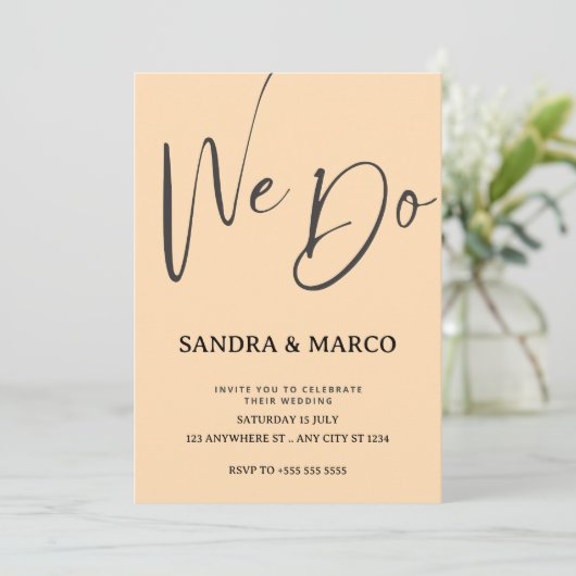 Minimalistische Floral huwelijksuitnodiging Kaart (Staand voorkant)