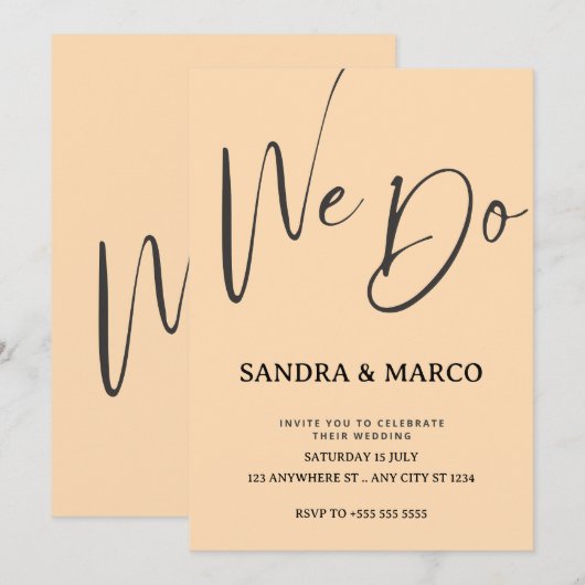 Minimalistische Floral huwelijksuitnodiging Kaart (Voorkant / Achterkant)