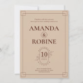 Minimalistische Floral Lijst huwelijksuitnodiging Kaart (Achterkant)