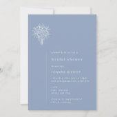 Minimalistische Floral Line Art Blue Vrijgezellenf Kaart (Voorkant)