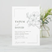 Minimalistische Floral Line Art bruiloft uitnodigi Kaart (Staand voorkant)
