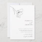 Minimalistische Floral Line Art bruiloft uitnodigi Kaart (Voorkant)