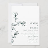 Minimalistische Floral Line Art bruiloft uitnodigi Kaart (Voorkant)