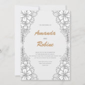 Minimalistische Floral Line Art bruiloft uitnodigi Kaart (Voorkant)