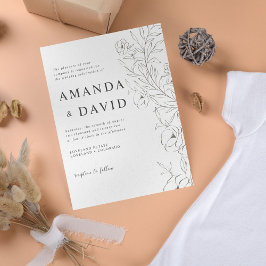 Minimalistische Floral Line Art bruiloft uitnodigi Kaart