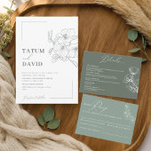 Minimalistische Floral Line Art bruiloft uitnodigi Kaart