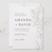 Minimalistische Floral Line Art bruiloft uitnodigi Kaart (Voorkant)
