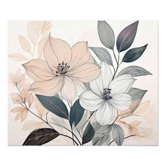 Minimalistische Floral Line Art Foto Afdruk (Voorkant)