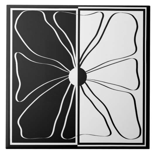 Minimalistische Floral Line Art in zwart-wit Tegeltje (Voorkant)