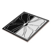 Minimalistische Floral Line Art in zwart-wit Tegeltje (Zijkant)