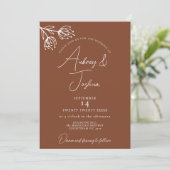 Minimalistische Floral Modern Terracotta bruiloft Kaart (Staand voorkant)