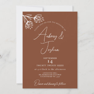 Minimalistische Floral Modern Terracotta bruiloft Kaart