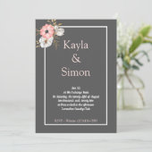 Minimalistische Floral Waterverf Grijze bruiloft Kaart (Staand voorkant)