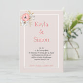 Minimalistische Floral Waterverf Linen Wedding Kaart (Staand voorkant)