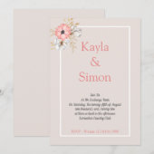 Minimalistische Floral Waterverf Linen Wedding Kaart (Voorkant / Achterkant)