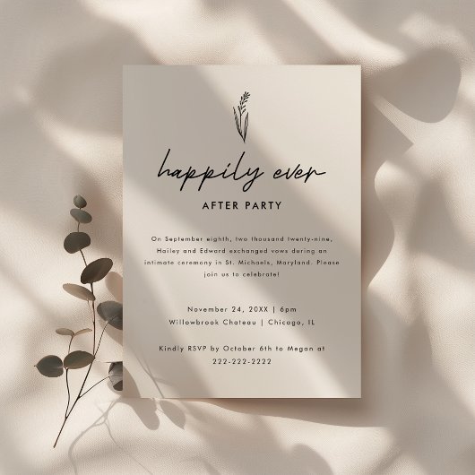 Minimalistische Floral Wedding Elopement Receptie Kaart