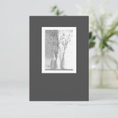 Minimalistische Floral zwart wit potlood tekening Bedankkaart (Staand voorkant)