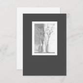 Minimalistische Floral zwart wit potlood tekening Bedankkaart (Voorkant / Achterkant)